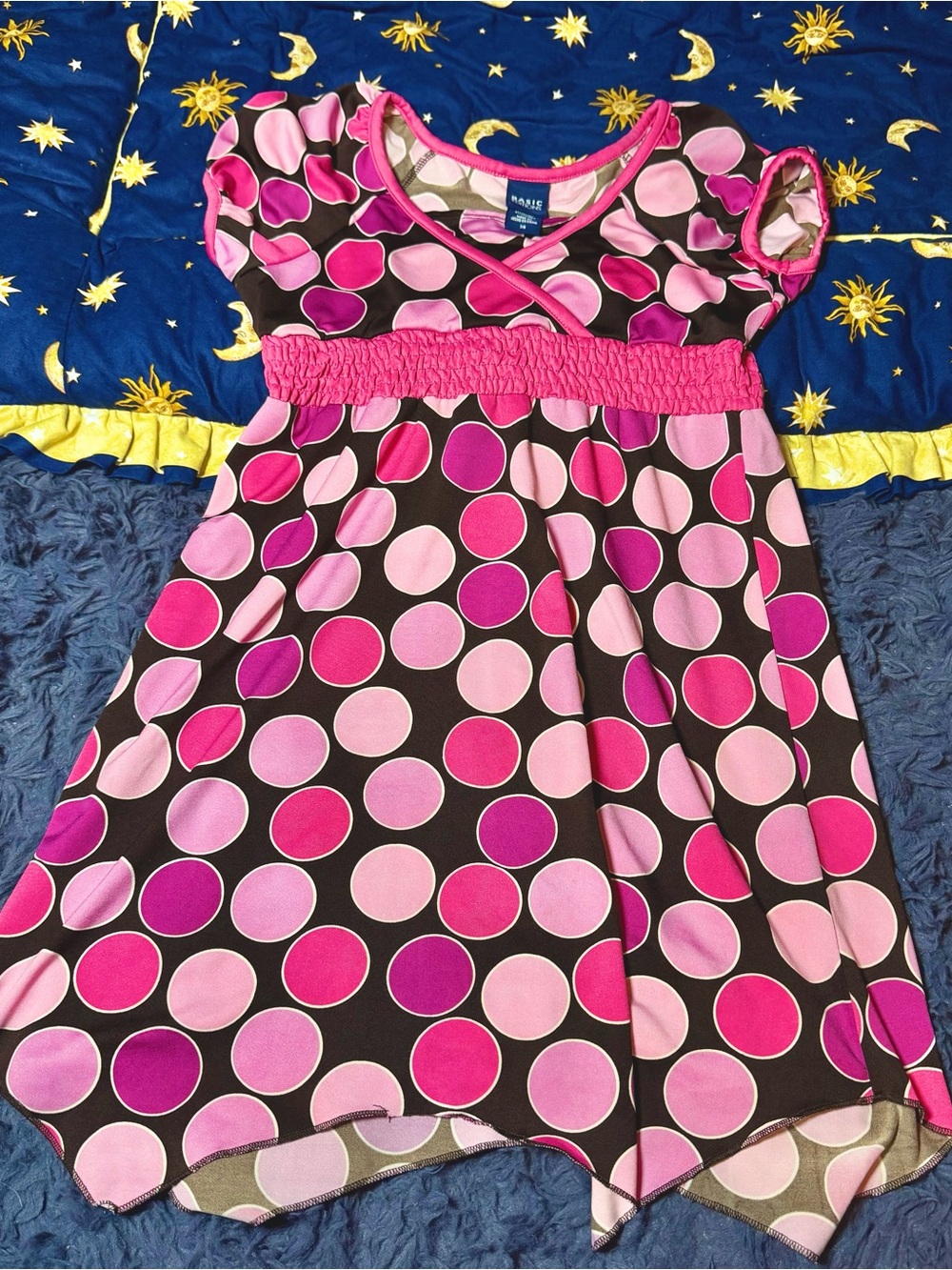 Vintage Y2K Retro Pink Black Polka Dot Dress Size 7/8 Basic Editions